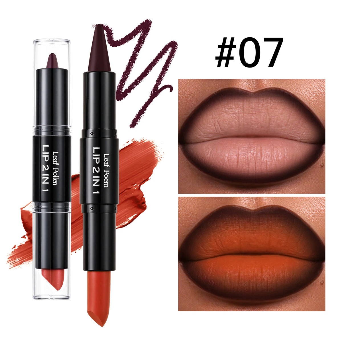 2-in-1 ombré lipstick and lip liner by RAVEN KRONE, shade 07 Orange