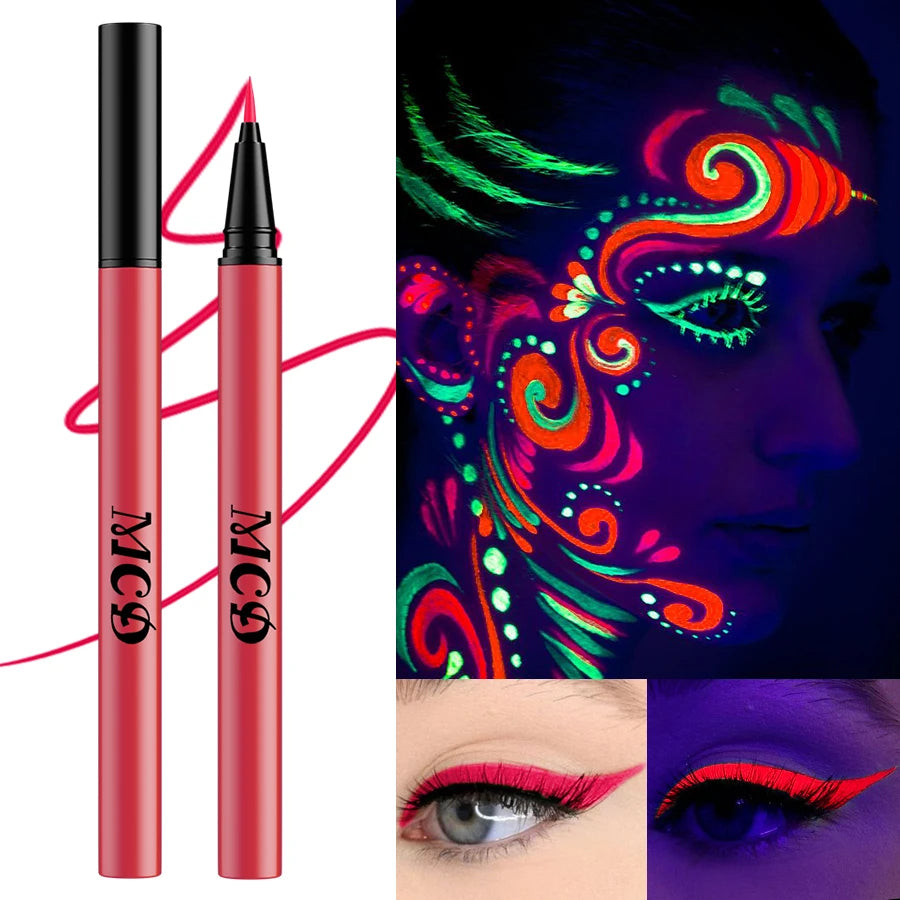 UV Neon Liquid Eyeliner – Blacklight Glow, Matte, Waterproof & Quick-Dry, 8 Colours