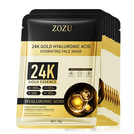 10-piece 24K gold hyaluronic acid sheet masks by RAVEN KRONE