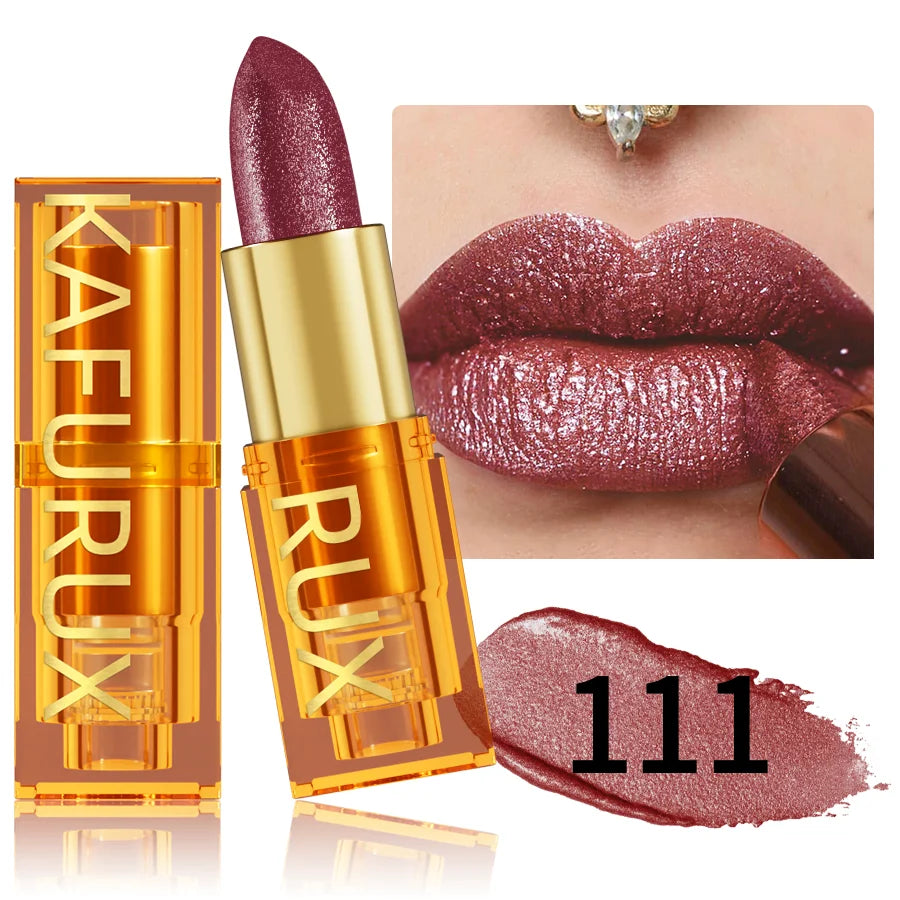 Pearl metallic glitter lipstick by RAVEN KRONE, shade 111