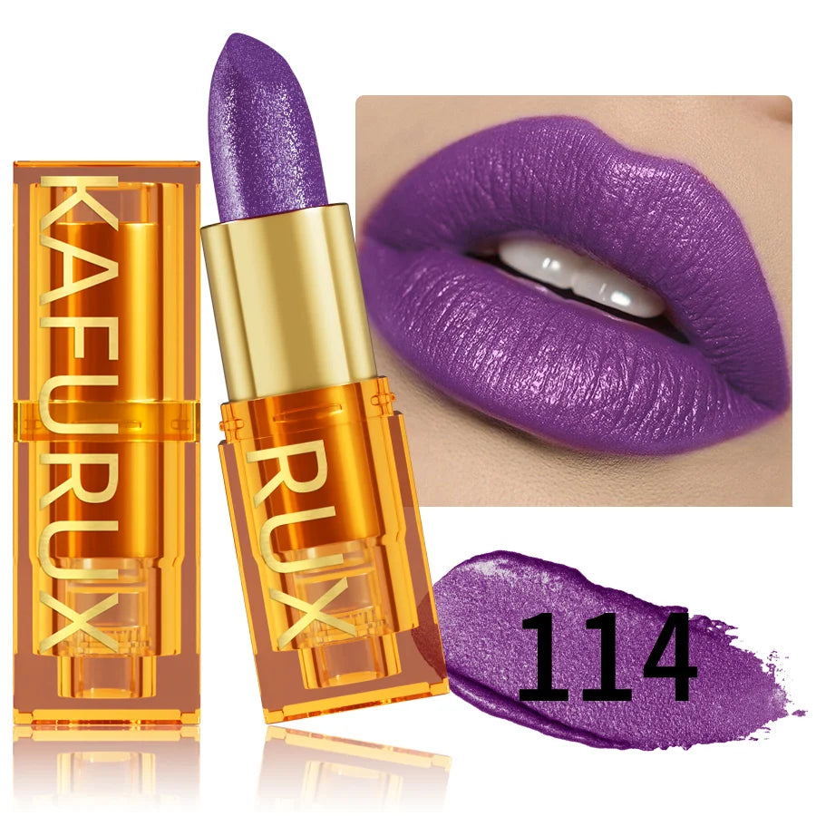 Pearl metallic glitter lipstick by RAVEN KRONE, shade 114