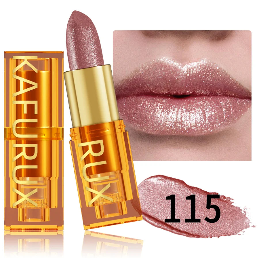 Pearl metallic glitter lipstick by RAVEN KRONE, shade 115