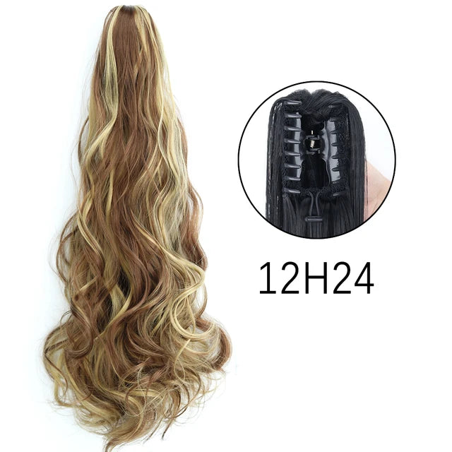 Synthetic Claw Clip In Extensions - Long Straight Ponytail