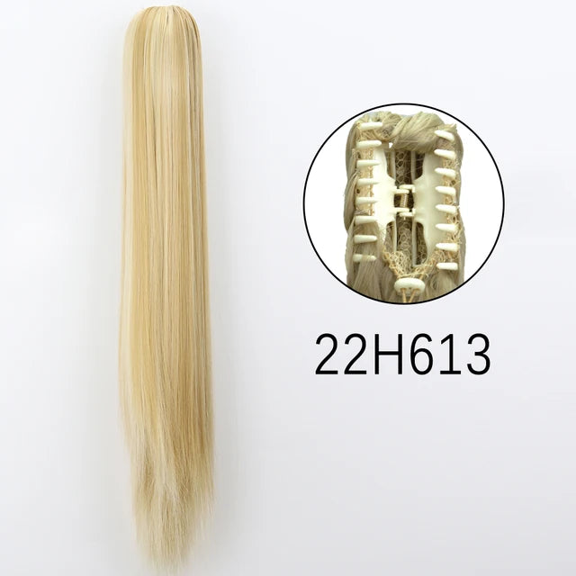 Synthetic Claw Clip In Extensions - Long Straight Ponytail