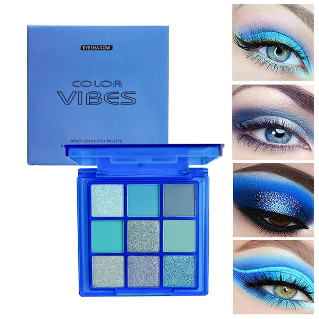 Paleta de sombras de ojos con 9 colores brillantes y resistentes al agua