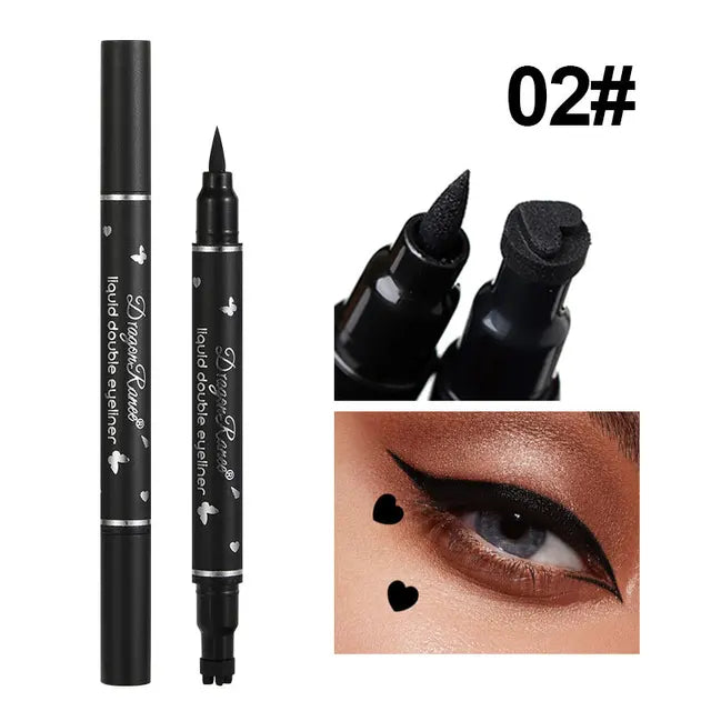 2 IN 1 Butterfly Seal Eyeliner Pen Star Moon Stamp Long-Lasting Waterproof Black Liquid