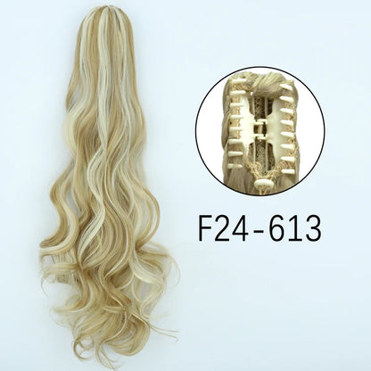 Synthetic Claw Clip In Extensions - Long Straight Ponytail