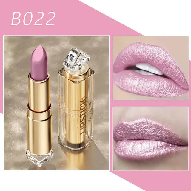 Lápiz labial mate brillante de 12 colores, resistente al agua y a los besos.