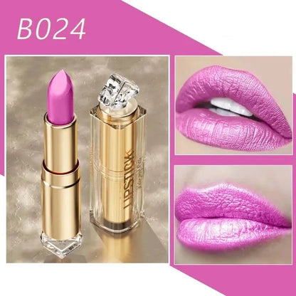 Lápiz labial mate brillante de 12 colores, resistente al agua y a los besos.