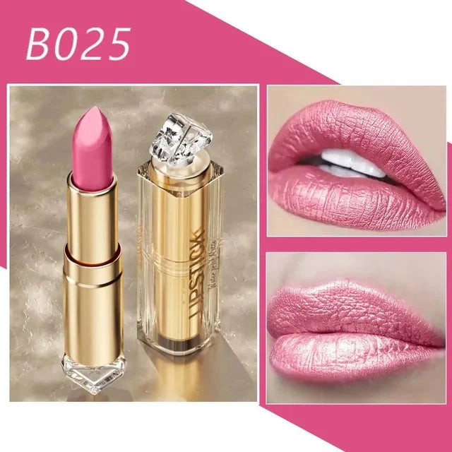 Lápiz labial mate brillante de 12 colores, resistente al agua y a los besos.