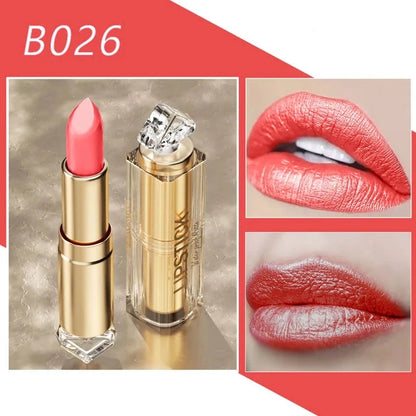 Lápiz labial mate brillante de 12 colores, resistente al agua y a los besos.