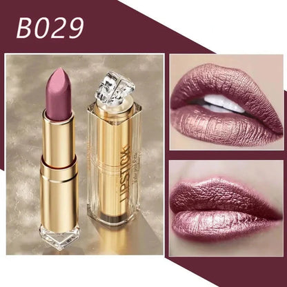 Lápiz labial mate brillante de 12 colores, resistente al agua y a los besos.