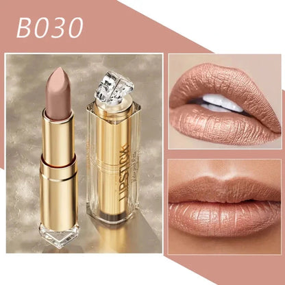 Lápiz labial mate brillante de 12 colores, resistente al agua y a los besos.