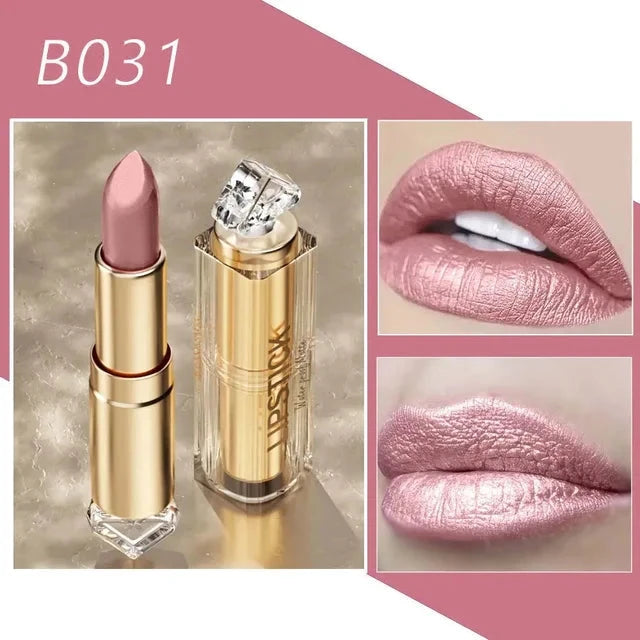 Lápiz labial mate brillante de 12 colores, resistente al agua y a los besos.