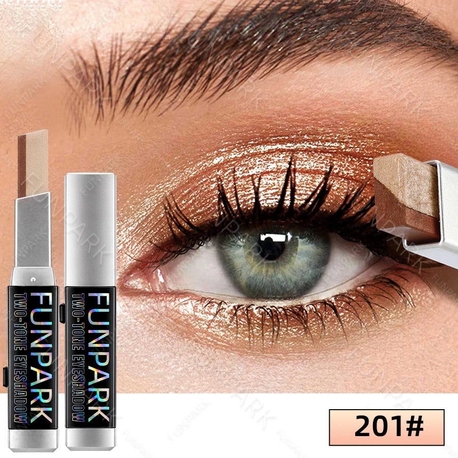 Two-Tone Shimmer Eyeshadow Stick – Dual-Shade Gradient, Creamy & Long-Lasting, 6 Shades