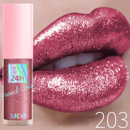 Gloss con purpurina diamante – brillo chispeante, larga duración y resistente al agua, 4 g, 17 tonos
