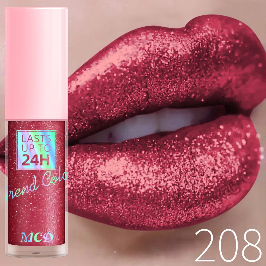 Gloss con purpurina diamante – brillo chispeante, larga duración y resistente al agua, 4 g, 17 tonos