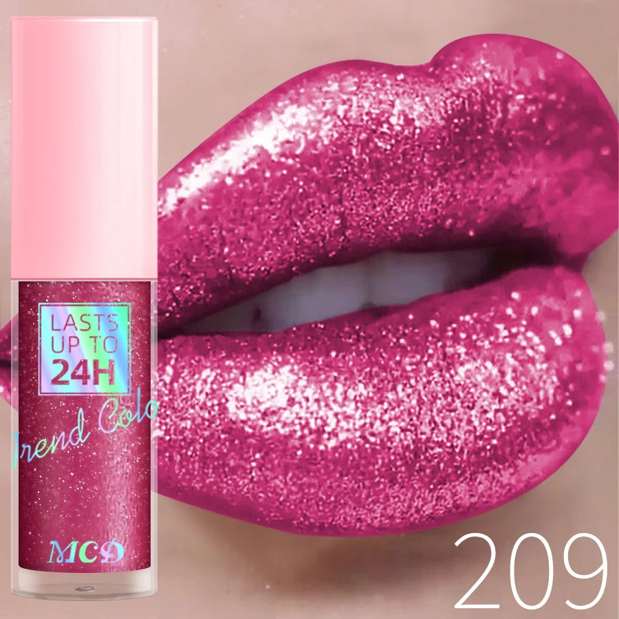 Gloss con purpurina diamante – brillo chispeante, larga duración y resistente al agua, 4 g, 17 tonos