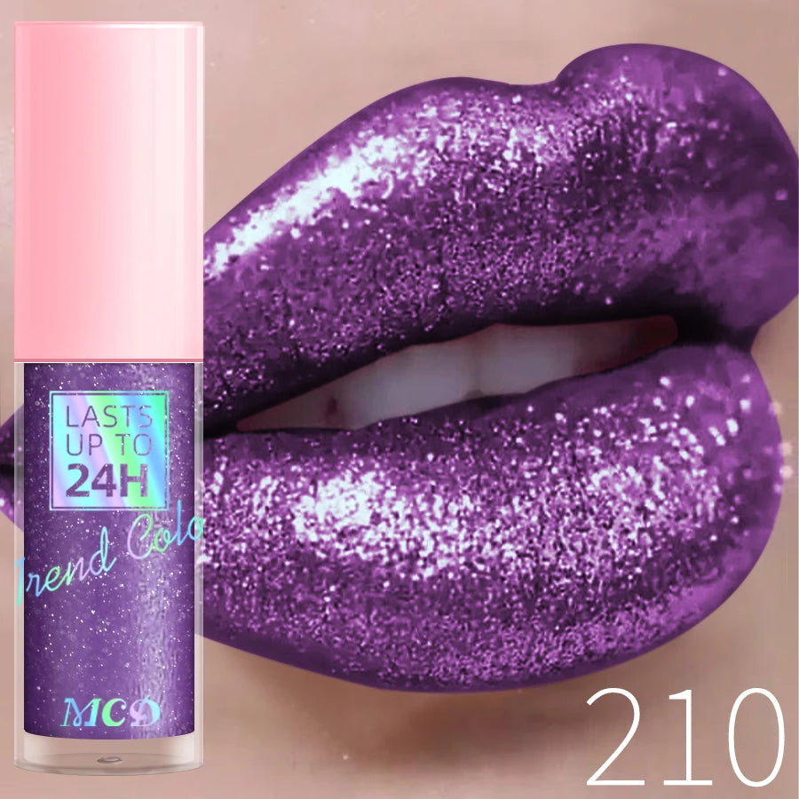 Gloss con purpurina diamante – brillo chispeante, larga duración y resistente al agua, 4 g, 17 tonos