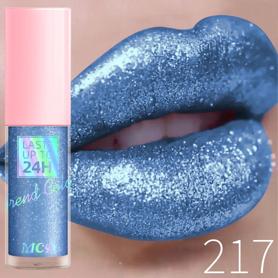 Gloss con purpurina diamante – brillo chispeante, larga duración y resistente al agua, 4 g, 17 tonos