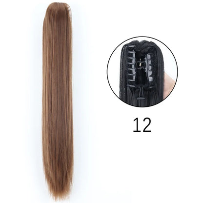 Synthetic Claw Clip In Extensions - Long Straight Ponytail