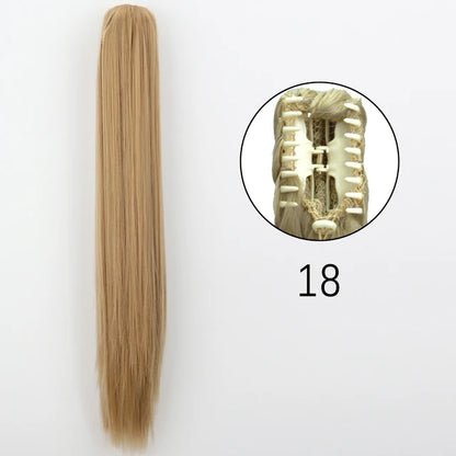 Synthetic Claw Clip In Extensions - Long Straight Ponytail