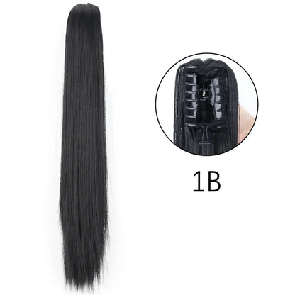 Synthetic Claw Clip In Extensions - Long Straight Ponytail