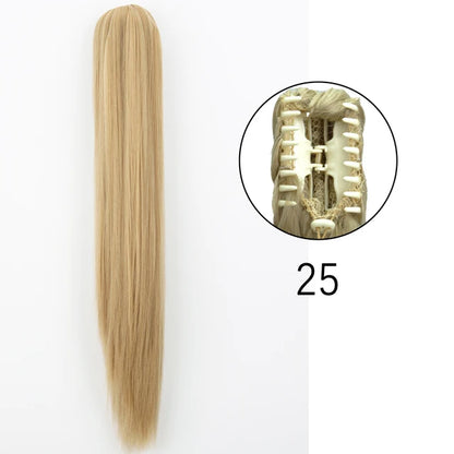 Synthetic Claw Clip In Extensions - Long Straight Ponytail