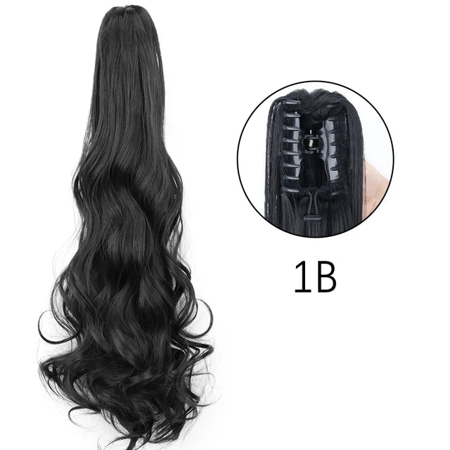 Synthetic Claw Clip In Extensions - Long Straight Ponytail