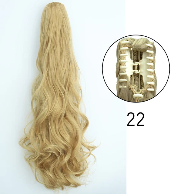 Synthetic Claw Clip In Extensions - Long Straight Ponytail