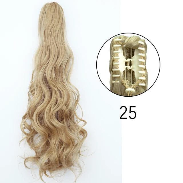 Synthetic Claw Clip In Extensions - Long Straight Ponytail