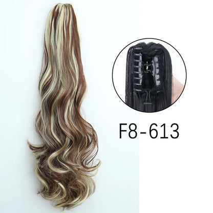 Synthetic Claw Clip In Extensions - Long Straight Ponytail