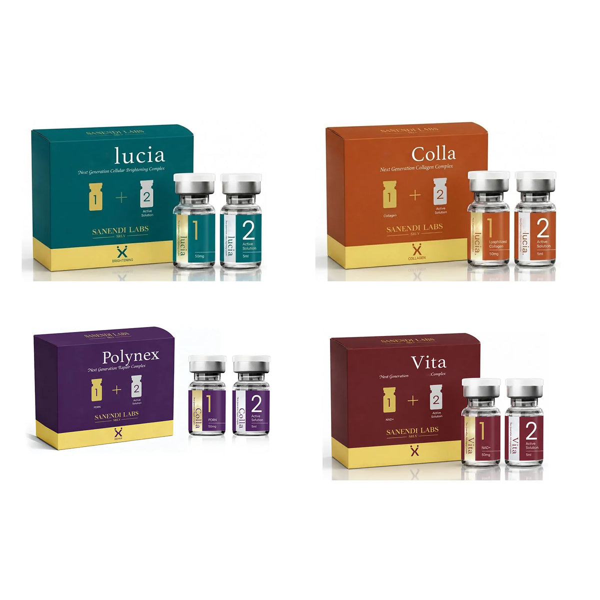 2-Step Korean Ampoule Kit – PDRN, NAD+, Collagen & Brightening, Powder + Solution, 6 Formulas