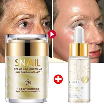 Pack avanzado para el cuidado de la piel: crema facial con colágeno de caracol y suero reafirmante antiarrugas