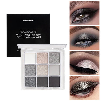 9 Colors Glitter Eyeshadow Palette Shimmer Waterproof