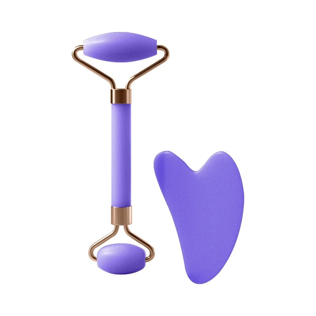 Resin Facial Massage Roller with Heart Shaped Scraping Plate