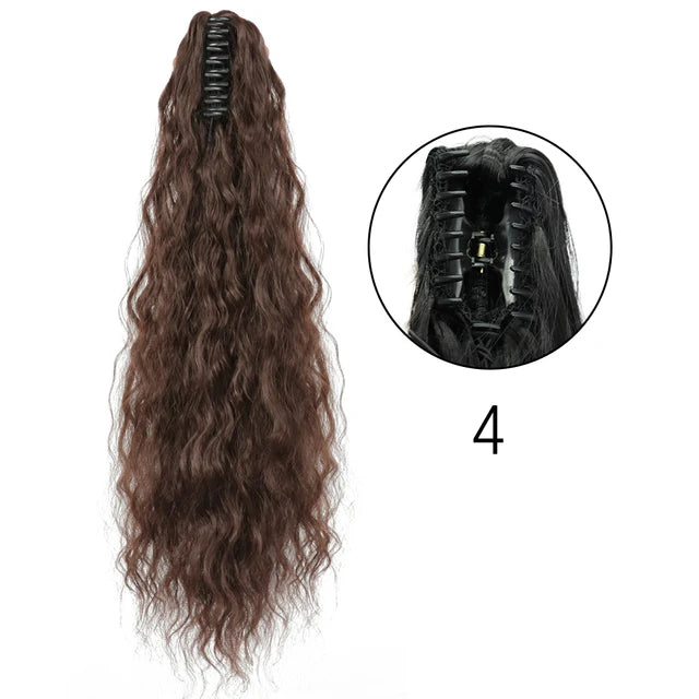 Synthetic Claw Clip In Extensions - Long Straight Ponytail