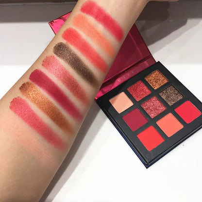 Paleta de sombras de ojos, 9 colores brillantes, mate, de larga duración, resistente al agua.