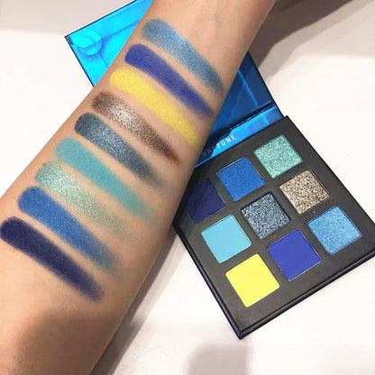 Paleta de sombras de ojos, 9 colores brillantes, mate, de larga duración, resistente al agua.