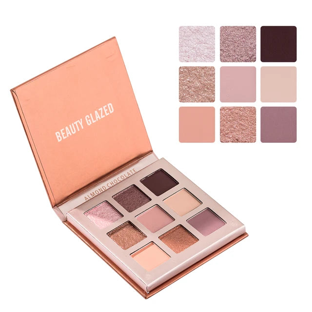 Paleta de sombras de ojos, 9 colores brillantes, mate, de larga duración, resistente al agua.