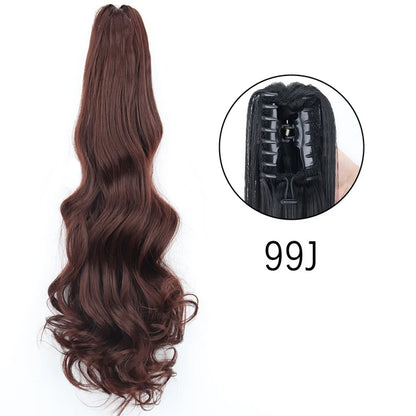 Synthetic Claw Clip In Extensions - Long Straight Ponytail