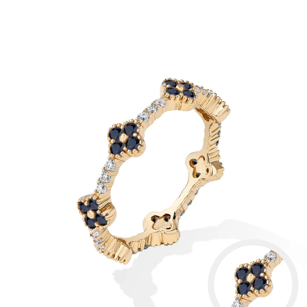 Anillo de moissanita Eternity para mujer – Joyería de boda y lujo de plata de ley 925 auténtica bañada en oro DVVS1