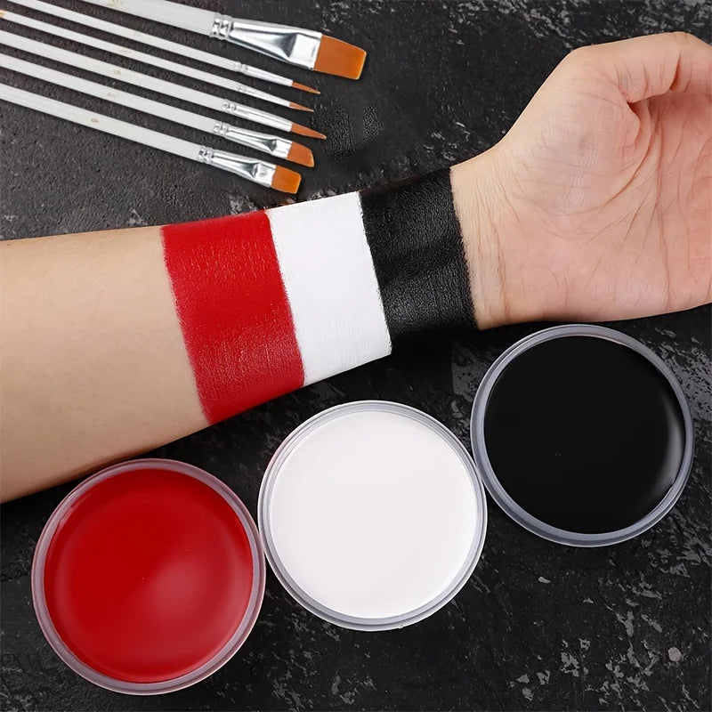 Oil-Based Face & Body Paint 30 g – Halloween & SFX Makeup, Singles, Duos & Sets with Brushes