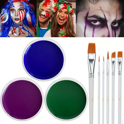 Oil-Based Face & Body Paint 30 g – Halloween & SFX Makeup, Singles, Duos & Sets with Brushes