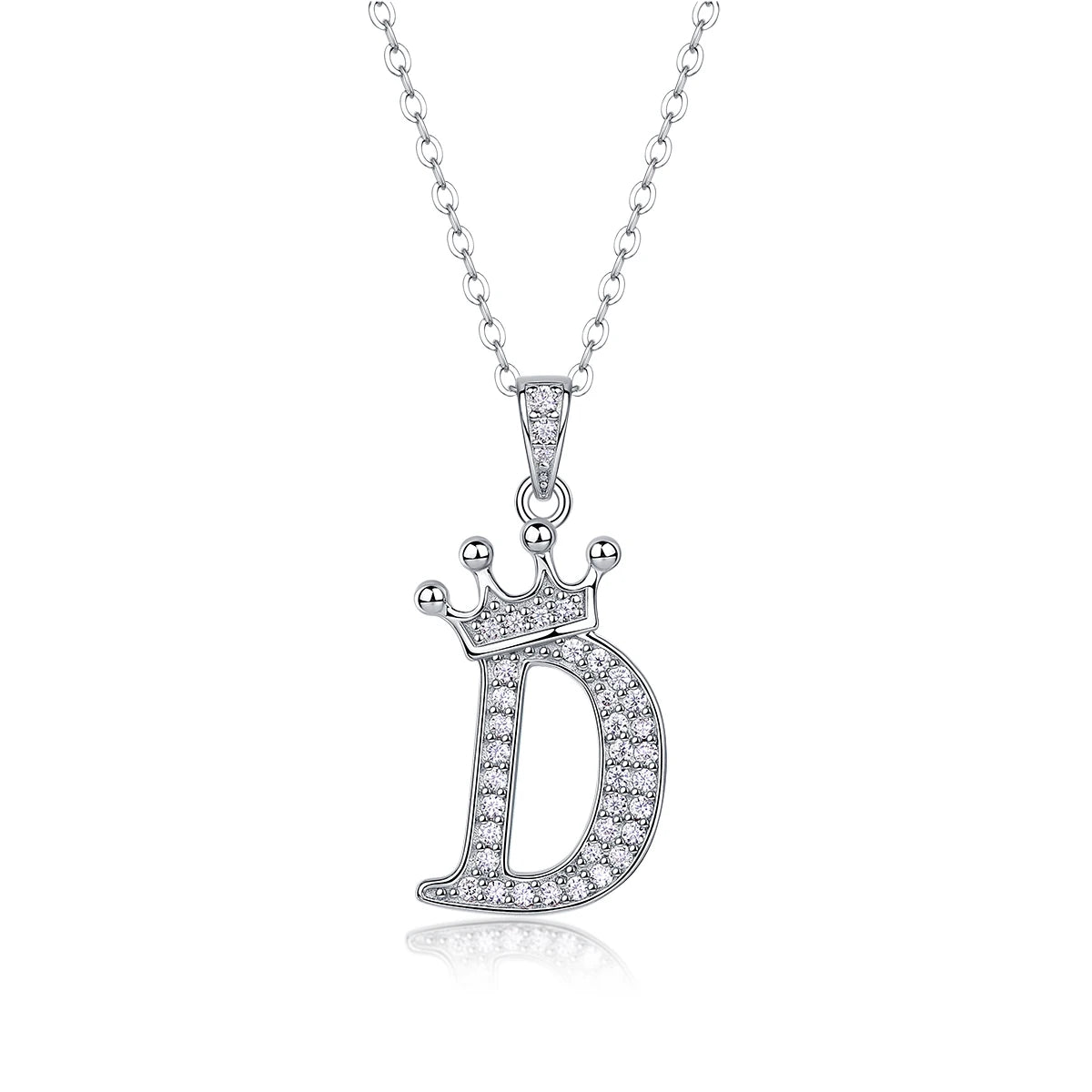 Moissanite Crown Alphabet Letter Pendant Necklace in 18K Gold Plated 925 Silver – 26 Letters Available