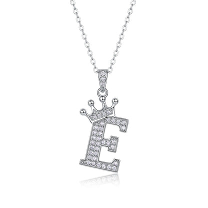 Moissanite Crown Alphabet Letter Pendant Necklace in 18K Gold Plated 925 Silver – 26 Letters Available