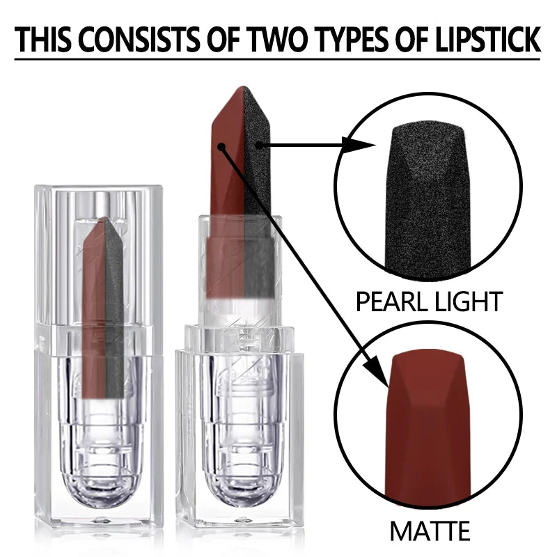 Black and red two-tone glitter lipstick by RAVEN KRONE, detail 1