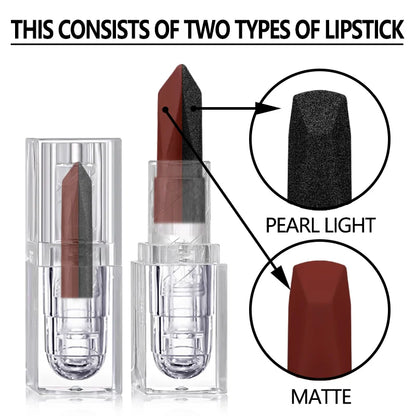 Black and red two-tone glitter lipstick by RAVEN KRONE, detail 1