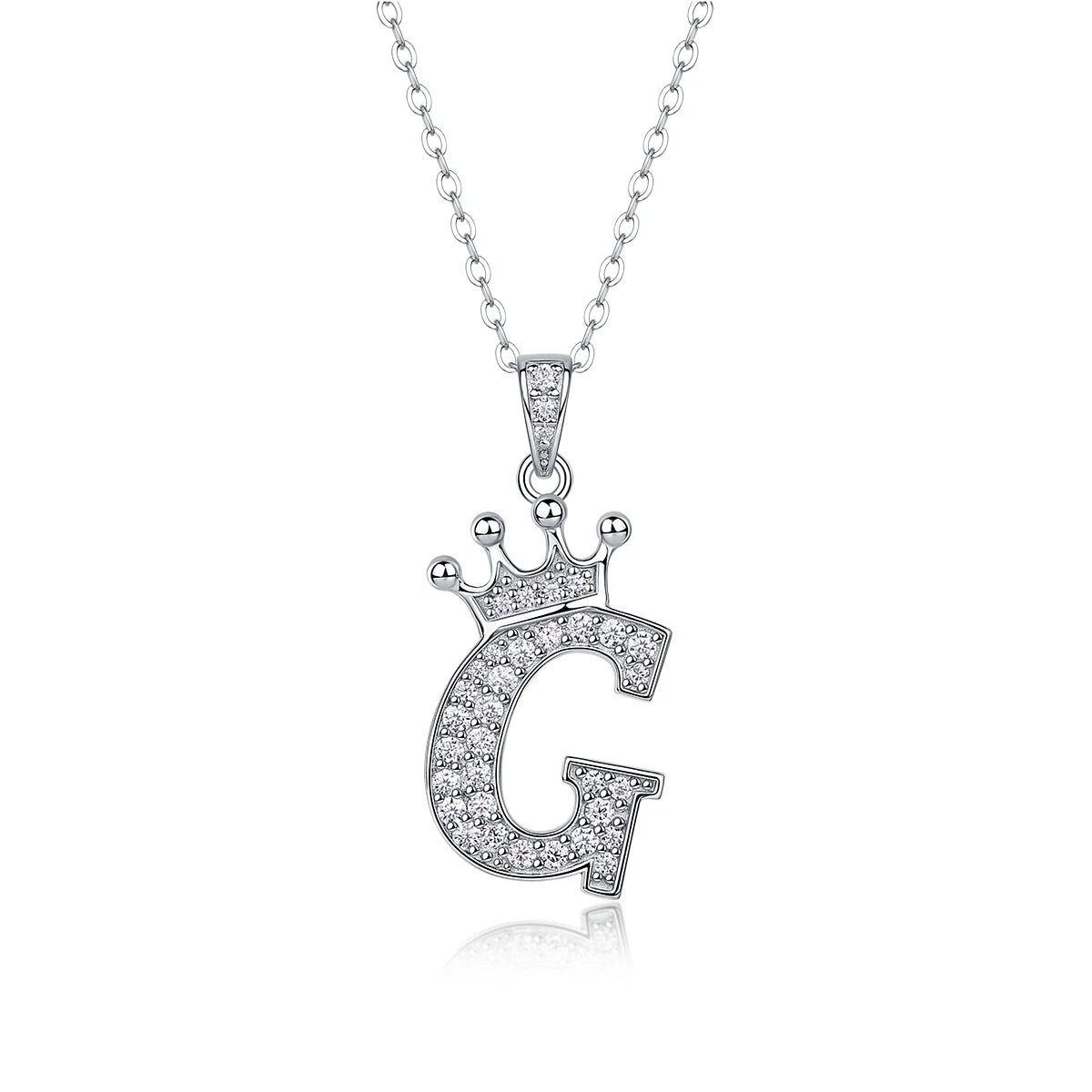 Moissanite Crown Alphabet Letter Pendant Necklace in 18K Gold Plated 925 Silver – 26 Letters Available
