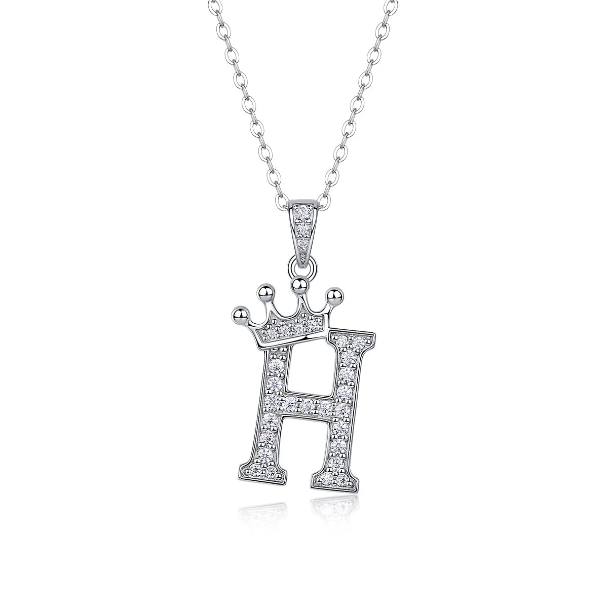 Moissanite Crown Alphabet Letter Pendant Necklace in 18K Gold Plated 925 Silver – 26 Letters Available